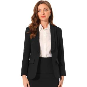 imageAllegra K Work Blazer for Womens Shawl Lapel Long Sleeve Pockets Office Suit Jacket BlazersBlack