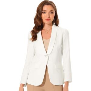 imageAllegra K Work Blazer for Womens Shawl Lapel Long Sleeve Pockets Office Suit Jacket BlazersWhite