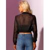 imageAllegra K Bomber Crop Jacket for Womens Sheer Mesh Lightweight Long Sleeve JacketsBlack