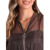 imageAllegra K Bomber Crop Jacket for Womens Sheer Mesh Lightweight Long Sleeve JacketsBrown