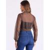 imageAllegra K Bomber Crop Jacket for Womens Sheer Mesh Lightweight Long Sleeve JacketsBrown