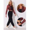 imageAllegra K Bomber Crop Jacket for Womens Sheer Mesh Lightweight Long Sleeve JacketsBurgundy