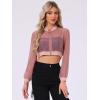 imageAllegra K Bomber Crop Jacket for Womens Sheer Mesh Lightweight Long Sleeve JacketsDark Pink