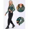 imageAllegra K Bomber Crop Jacket for Womens Sheer Mesh Lightweight Long Sleeve JacketsGreen
