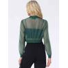 imageAllegra K Bomber Crop Jacket for Womens Sheer Mesh Lightweight Long Sleeve JacketsGreen