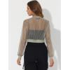 imageAllegra K Bomber Crop Jacket for Womens Sheer Mesh Lightweight Long Sleeve JacketsGrey
