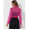 imageAllegra K Bomber Crop Jacket for Womens Sheer Mesh Lightweight Long Sleeve JacketsHot Pink