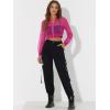 imageAllegra K Bomber Crop Jacket for Womens Sheer Mesh Lightweight Long Sleeve JacketsHot Pink
