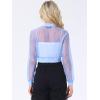 imageAllegra K Bomber Crop Jacket for Womens Sheer Mesh Lightweight Long Sleeve JacketsLight Blue