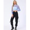 imageAllegra K Bomber Crop Jacket for Womens Sheer Mesh Lightweight Long Sleeve JacketsLight Blue