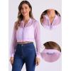imageAllegra K Bomber Crop Jacket for Womens Sheer Mesh Lightweight Long Sleeve JacketsLight Purple