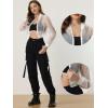imageAllegra K Bomber Crop Jacket for Womens Sheer Mesh Lightweight Long Sleeve JacketsWhite