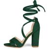imageAllegra K Women Crisscross Front Block Heeled Lace Up Green Sandals 6 M US