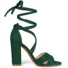 imageAllegra K Women Crisscross Front Block Heeled Lace Up Green Sandals 95 M US