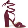 imageAllegra K Womens Block Heeled Lace Up Burgundy Sandals 75 M US