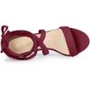 imageAllegra K Womens Crisscross Lace Up Mid Block Burgundy Heels Sandals 55 m US