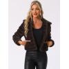 imageAllegra K Womens Faux Fur Fluffy Coat Collar 2025 Warm Winter Cropped JacketCoffee
