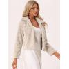 imageAllegra K Womens Faux Fur Fluffy Coat Collar 2025 Warm Winter Cropped JacketLight Khaki