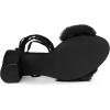 imageAllegra K Womens Faux Fur Lace Up Strappy Chunky Heels SandalsBlack