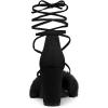 imageAllegra K Womens Faux Fur Lace Up Strappy Chunky Heels SandalsBlack
