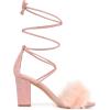 imageAllegra K Womens Faux Fur Lace Up Strappy Chunky Heels SandalsPink