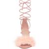 imageAllegra K Womens Faux Fur Lace Up Strappy Chunky Heels SandalsPink