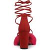 imageAllegra K Womens Faux Fur Lace Up Strappy Chunky Heels SandalsRed