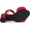 imageAllegra K Womens Faux Fur Lace Up Strappy Chunky Heels SandalsRed