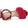 imageAllegra K Womens Faux Fur Lace Up Strappy Chunky Heels SandalsRed