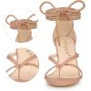 imageAllegra K Womens Flip Flops Chunky Heel Lace Up Heels Thong SandalsNude