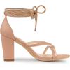 imageAllegra K Womens Flip Flops Chunky Heel Lace Up Heels Thong SandalsNude