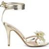 imageAllegra K Womens Flower Heels Strappy Lace Up Stiletto Heels SandalsGold