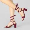 imageAllegra K Womens Lace Up Chunky Heels SandalsBurgundy