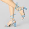 imageAllegra K Womens Lace Up Chunky Heels SandalsSky Blue