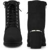 imageAllegra K Womens Lace Up Combat Boots Low Platform Chunky Heel Lug Sole Ankle BootiesBlack