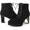 imageAllegra K Womens Lace Up Combat Boots Low Platform Chunky Heel Lug Sole Ankle BootiesBlack