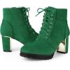imageAllegra K Womens Lace Up Combat Boots Low Platform Chunky Heel Lug Sole Ankle BootiesEmerald Green