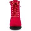 imageAllegra K Womens Lace Up Combat Boots Low Platform Chunky Heel Lug Sole Ankle BootiesRed