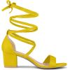 imageAllegra K Womens Lace Up Mid Chunky Heeled Yellow Sandals 10 M US