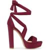 imageAllegra K Womens Lace Up Platform Burgundy Block Heels Sandals  105 M US