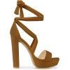 imageAllegra K Womens Lace Up Platform Heels Sandals Brown Heels Sandals 9 M US