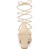 imageAllegra K Womens Lace Up Strappy Heel Chunky Heel SandalsBeige