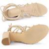 imageAllegra K Womens Lace Up Strappy Heel Chunky Heel SandalsBeige