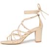 imageAllegra K Womens Lace Up Strappy Heel Chunky Heel SandalsBeige