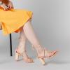 imageAllegra K Womens Lace Up Strappy Heel Chunky Heel SandalsBeige