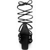 imageAllegra K Womens Lace Up Strappy Heel Chunky Heel SandalsBlack