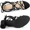 imageAllegra K Womens Lace Up Strappy Heel Chunky Heel SandalsBlack
