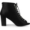 imageAllegra K Womens Peep Toe Lace Up Chunky Heeled Ankle BootiesBlack