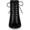 imageAllegra K Womens Peep Toe Lace Up Chunky Heeled Ankle BootiesBlack