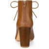 imageAllegra K Womens Peep Toe Lace Up Chunky Heeled Ankle BootiesBrown